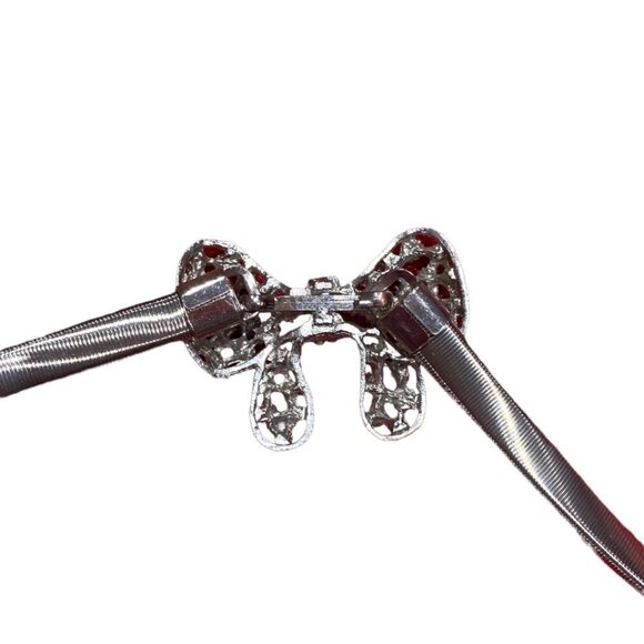 Rhinestone Bow silver stretch belt - Picture 3 of 5